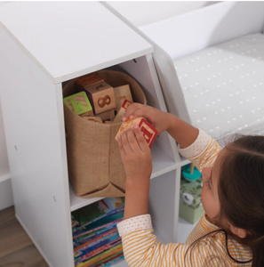 Étagère et banc de lecture 3 cubes pour enfants, en bois écologique blanc, pour salle de jeux et chambre à coucher - Product Image 2