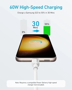 Anker 60W <b>USB</b> <b>C</b> to <b>Cable</b> 3A <b>Type</b> Charger Fast <b>Charge</b> for Series A81E2 60W <b>USB</b> <b>C</b> to <b>USB</b> <b>C</b> <b>Cable</b> for A81E2 A81E2 - Product Image 2