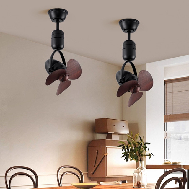 Vintage Caged Ceiling Mount Fan with DC Motor Brushed Metal & ABS Blades Industrial Retro for Bedroom Bar Interior Decoration