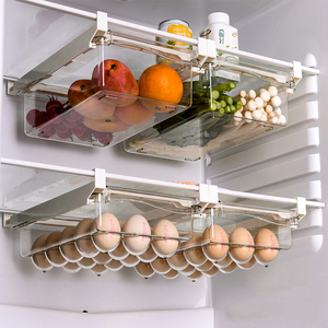 Pull Out PET Refrigerator Box Sliding Partition Fridge Hanging Organizer Retractable Drawer Type Refrigerator Storage Box