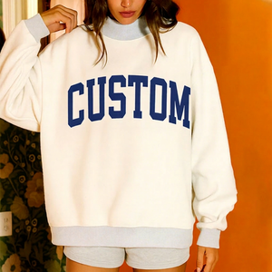 Sweat-shirt universitaire réversible surdimensionné pour femme, 100 % coton molletonné, col montant, personnalisable avec logo OEM, haute qualité, uni, pour l'hiver et l'automne - Product Image 1