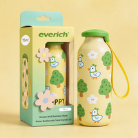 Bouteille d'eau isotherme pour enfants Everich 15oz avec paille escamotable, gourde sous vide à double paroi en acier inoxydable 304, anti-fuite ODM