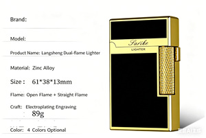 Encendedor de doble llama de aleación de zinc 2 <span class=keywords><strong>en</strong></span> 1, llama suave y antorcha de chorro, recargable con butano, logotipo personalizado, encendedor de cigarrillos al por mayor - Product Image 6