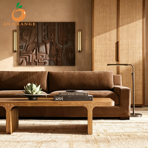Divano Sezionale Minimalista da Interno Personalizzabile in Pelle <span class=keywords><strong>Modena</strong></span> con Braccioli a Tracolla, Struttura in Legno Artigianale per Lobby, Villa, Appartamento - Product Image 1