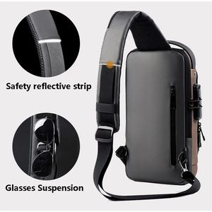 Individuelles Logo Herren Brusttaschen PU Polyester Brusttasche Wasserdicht Diebstahlsicher Schultertasche für Reisen Einzel-Schulter Crossbody-Tasche - Product Image 5