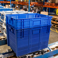 Vente en gros de paniers emboîtables en plastique à grande maille robustes conteneurs empilables recyclables boîte de distribution de caisse de chiffre d'affaires ventilée