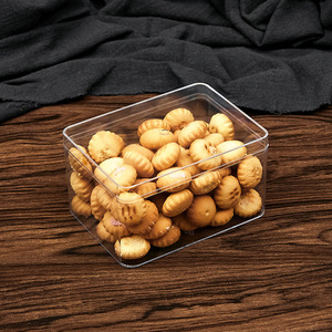 Boîte de rangement rectangulaire en plastique transparent avec couvercle, anti-poussière, pour biscuits, desserts, collations, cadeaux, présentoir de bureau - Product Image 2
