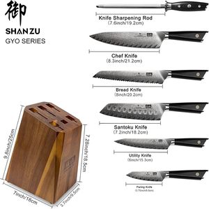 Ensemble de 7 couteaux japonais en acier Damas <span class=keywords><strong>SHAN</strong></span> <span class=keywords><strong>ZU</strong></span>, <span class=keywords><strong>couteau</strong></span> de chef professionnel en acier VG10, super acier avec manche en G10 - Product Image 3