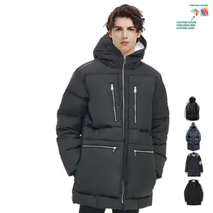 Özel erkek moda tasarımı uzun kış giyim ceket kirpi ördek uzun kaban