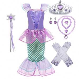 ชุดแต่งกายนางเงือกสำหรับเด็กผู้หญิงชุดคอสเพลย์เจ้าหญิงแอเรียลปาร์ตี้แฟนซี DGHC-028 <span class=keywords><strong>2023</strong></span> - Product Image 3