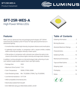 Original Luminuss SFT-25R-WES-A 3535 <b>SMD</b> <b>LED</b> 7.5A 20W 2000lm White High Power Flashlight <b>LED</b> - Product Image 2