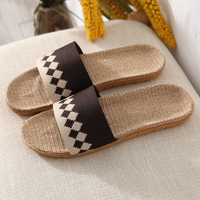 Sandales et pantoufles d'intérieur en lin pour femmes et hommes, vente en gros, été