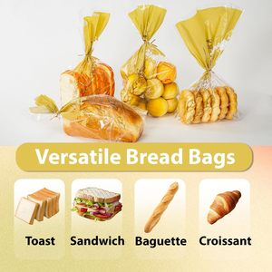 Bolsas de Plástico Transparente CPP OPP PE <span class=keywords><strong>para</strong></span> Pan con Lazos Naranjas, Bolsas <span class=keywords><strong>para</strong></span> Panadería, <span class=keywords><strong>para</strong></span> Sándwiches, Muffins y Productos Horneados - Product Image 3