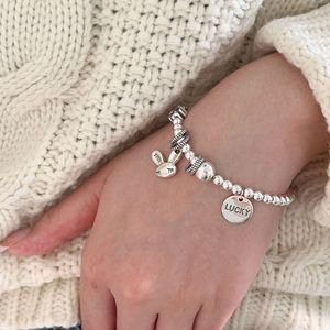 S925 Sterling Silver <b>Beaded</b> Rabbit <b>Bracelet</b> For Women Everyday Wear Animal Zodiac Design Jewelry - Product Image 4