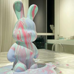 人気の アート クラフト DIY フルイド ラビット トイ プラスチック製 無地 アニマル ドール ペインティング フィギュア フルイド ベア 学校の贈り物に - Product Image 5