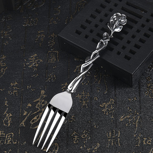 Bánh mì thép không gỉ bạc cổ điển thiết kế gai bánh dao muỗng nĩa Bộ 3 - Product Image 6