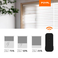 Moteur tubulaire encastré en aluminium silencieux POYAL pour stores zébrés occultants intelligents avec alimentation solaire et USB-C