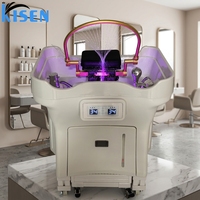 Bac à shampoing populaire pour spa capillaire, mobilier de salon, fauteuil de lavage de cheveux avec deux réservoirs d'eau et chauffage pour salon de beauté