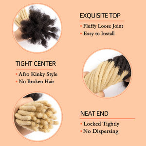 BLT t1b/613 Ombre tóc vàng màu tóc con người <span class=keywords><strong>dreadlocks</strong></span> phần mở rộng handmade locs tóc cho nam giới và phụ nữ 0.8cm độ dày 8inch - Product Image 3