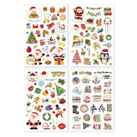Feuille d'autocollants de Noël personnalisés, Père Noël, imperméables, découpés à la forme, pour carnet, décoration de fête DIY pour enfants