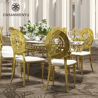 Chaise de banquet empilable en métal doré à dossier rond pour hôtel, restaurant et salle d'événements – Vente en gros