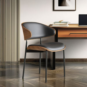 Sillas de mesa de comedor de madera maciza de diseño moderno Sillas de café de sala de estar de cuero de color personalizado - Product Image 1