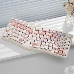 คีย์บอร์ดกลไก Alice หลายรุ่น คีย์แคปการ์ตูน A75-Triple Mode คีย์บอร์ดแบบแยกส่วนตามหลักสรีรศาสตร์ สำหรับสาวๆ ใช้ในออฟฟิศ - Product Image 5