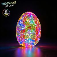 Lampe œuf de Pâques prismatique irisée en PET, USB RGB, blanche, géométrique, centre de table, décoration de fête printanière, décoration intérieure, cadeau, présentoir