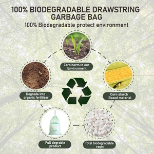 Louis 100% phân hủy sinh học & compostable tinh bột ngô thân thiện với môi chống rách không thấm nước Dây Rút Thùng rác túi rác trên cuộn - Product Image 5
