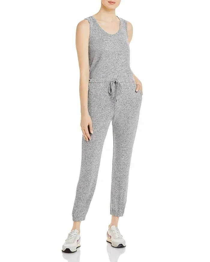 Groothandel Vrouwelijke Streetwear Mouwloze Jumpsuits Broek Custom Logo Casual Vrouwen Jumpsuit Met Trekkoord Tailleband