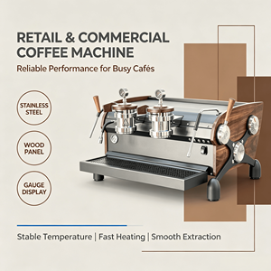 Máquina de Café Semiautomática Profesional de Doble Grupo con Bomba Rotativa de Grado Comercial y Doble Boquilla de Vapor para Cafeterías y Hoteles - Product Image 1