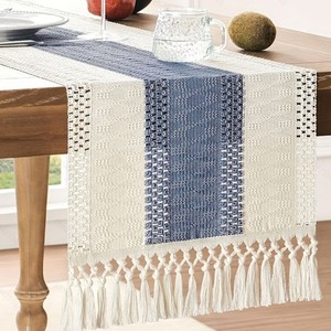 Nordic-style linen table runner, bed runner, knotted tassel, long tablecloth for living room TV cabinet, coffee table, tea mat - Product Image 4