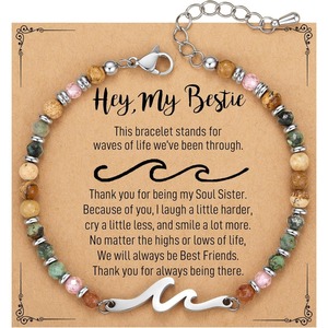 Natural Stone Beaded Cross Bracelet for Women Adjustable Wave Bracelet Christian <strong>Gifts</strong> for Women Birthday Christmas Easter - Product Image 6
