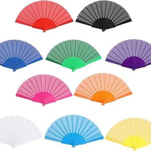 Ventiladores de mano planos plegables de tela de una sola capa con varillas de plástico, personalizados para bodas, precio de fábrica, gran oferta - Product Image 4