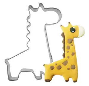 Taglierina per biscotti personalizzata con giraffa animale in metallo con Design in acciaio inossidabile OEM