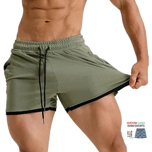 Hochwertige individuelle 150 g Strandshorts Herren einfarbige Basketball-Doppellagige Sommer-Gittershorts