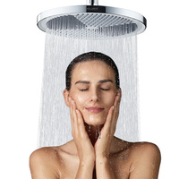 Système de douche à effet pluie de luxe pour salle de bain-Expérience spa ronde de 25cm Panneau supérieur en ABS moderne et durable avec couverture complète