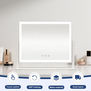 Có thể điều chỉnh máy tính để bàn lớn gương trang điểm 360 độ xoay kim loại cơ sở LED Vanity gương - Product Image 2