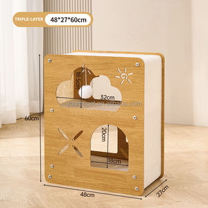 Maison pour chat YOUME de style moderne, en panneau écologique E1, pour intérieur, avec tapis <span class=keywords><strong>à</strong></span> gratter, bâton interactif, certifiée ISO et BSCI - Product Image 6