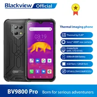 Blackview BV9800 Pro 첫 열 이미징 스마트 폰 6.3 인치 FHD + 안드로이드 9 6GB + 128GB 방수 53MP 카메라 MobilePhone