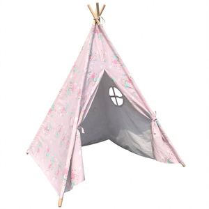 Exported Good Quality Toddler Sleepover <b>Teepee</b> <b>Tent</b> Cotton Wooden Sports Toy for Girls & Boys Indoor 120x120x145cm Ages 2-7 - Product Image 4
