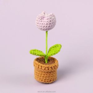 Maceta de Tulipanes Tejida a Crochet, Hecha a Mano, Pequeña, para Decoración del Hogar, para Navidad, San Valentín, Día de la Madre, Año Nuevo Chino - Product Image 4