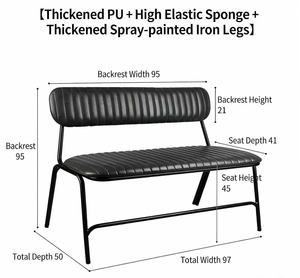 Sillas de Comedor Dobles de Hierro Forjado Estilo Vintage, Sillas con Respaldo de Cuero Estilo Industrial Campestre Americano para Restaurante o Cafetería - Product Image 6