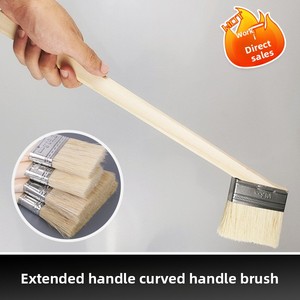 Brocha industrial de bricolaje con mango de madera angulado largo y filamento de PET, cabezal curvado para pintar tuberías de radiador y esquinas de difícil acceso - Product Image 5