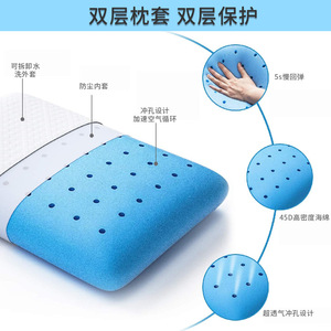 Almohada de Espuma Viscoelástica Rectangular Azul, Almohada de Soporte Cervical para Dormir, Almohadas de Rebote Lento para Adultos - Product Image 3