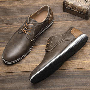 Leather <b>Shoes</b> Men's Casual <b>Walking</b> <b>Style</b> Leather <b>Shoes</b> Breathable Comfortable Mesh with Color Matching - Product Image 2