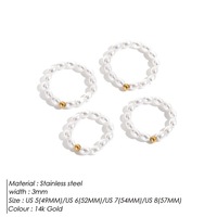 Bague empilable délicate pour femme YF3470, bijoux tendance, plaqué or véritable 14 carats, acier inoxydable, perles imitation perle.