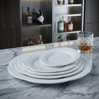Assiette à dessert en mélamine incassable blanc pur de 8 pouces, assiette en plastique poli pour restaurant