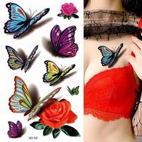 Autocollant de fleur de lotus de 9x19cm, fleur de rose de papillon, de jambe, de cuisse, de fleur de lotus, tatouage imperm￩able, autocollants de bras 3d, offre sp￩ciale