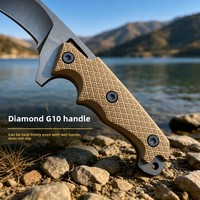 Couteau de survie d'extérieur à lame droite, manche antidérapant, étui en cuir, outil de camping, coupe précise, chasse, randonnée, EDC, vente en gros OEM